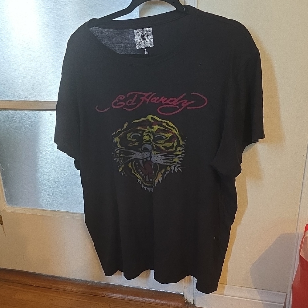 Ed Hardy Black Tee with Tiger Graphic